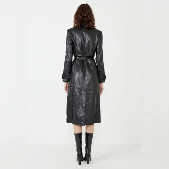 Bardot Vegan Leather Trench Coat - Picture 3 of 7